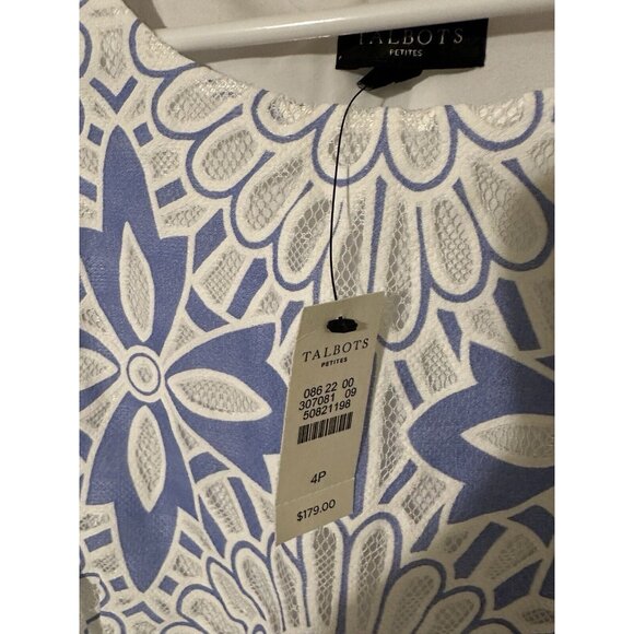 NWT Talbots Woman’s 4P Petite Floral Lined Shift Dress Sleeveless Lace $179 - Picture 4 of 11